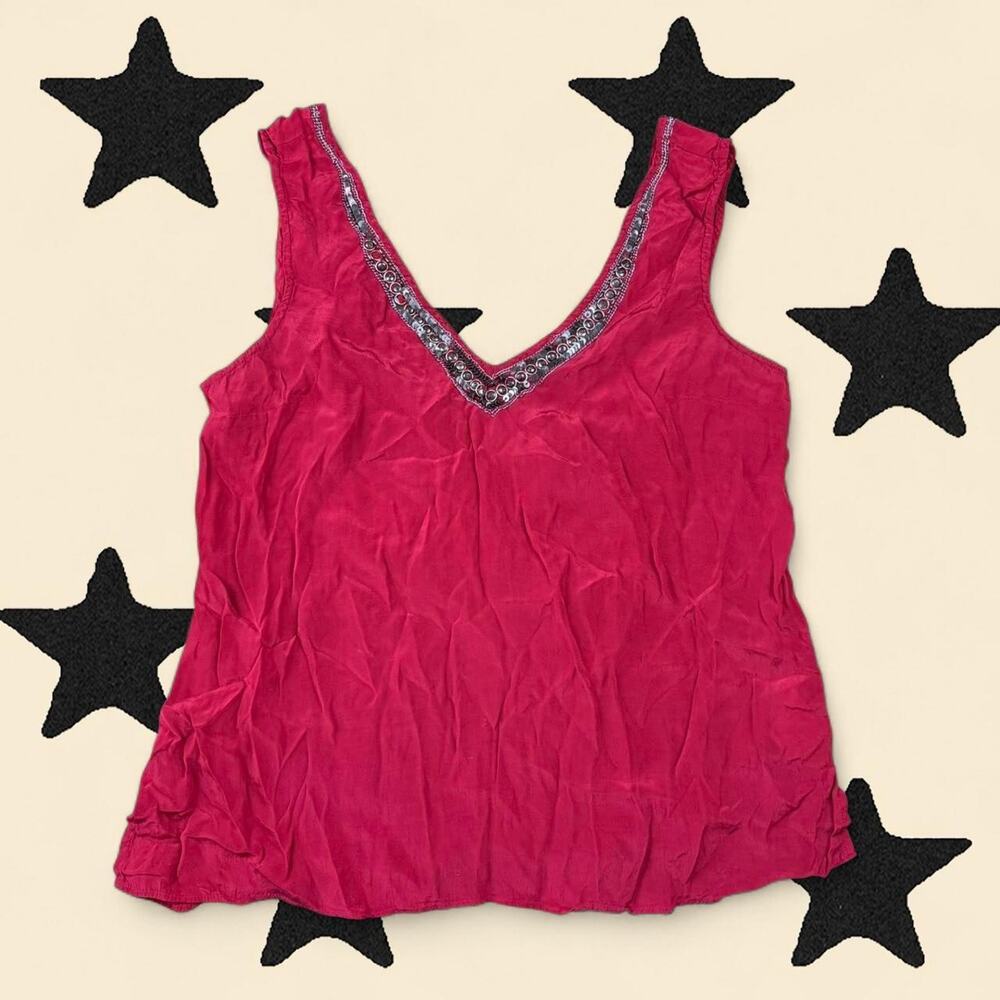 ★ Y2K Red Beaded V-Neck Tank ★